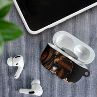 Brown Hafa Adai Guam AirPods Case Chamorro Latte Stone Hand With Plumeria - Polynesian Pride