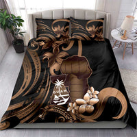 Brown Hafa Adai Guam Bedding Set Chamorro Latte Stone Hand With Plumeria