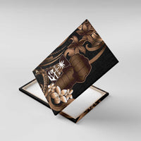 Brown Hafa Adai Guam Canvas Wall Art Chamorro Latte Stone Hand With Plumeria