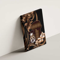 Brown Hafa Adai Guam Canvas Wall Art Chamorro Latte Stone Hand With Plumeria