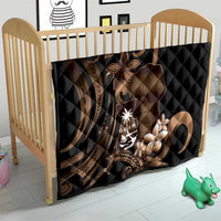 Brown Hafa Adai Guam Quilt Chamorro Latte Stone Hand With Plumeria