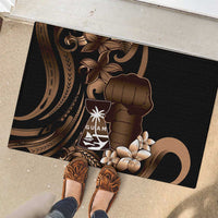 Brown Hafa Adai Guam Rubber Doormat Chamorro Latte Stone Hand With Plumeria