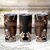 Brown Hafa Adai Guam Tumbler Cup Chamorro Latte Stone Hand With Plumeria