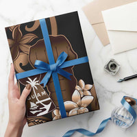 Brown Hafa Adai Guam Wrapping Paper Chamorro Latte Stone Hand With Plumeria - Polynesian Pride