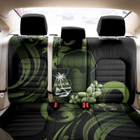 Green Hafa Adai Guam Back Car Seat Cover Chamorro Latte Stone Hand With Plumeria