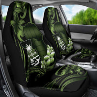Green Hafa Adai Guam Car Seat Cover Chamorro Latte Stone Hand With Plumeria