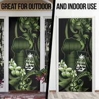 Green Hafa Adai Guam Door Cover Chamorro Latte Stone Hand With Plumeria - Polynesian Pride