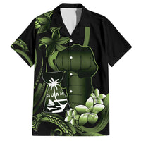 Green Hafa Adai Guam Hawaiian Shirt Chamorro Latte Stone Hand With Plumeria LT14 Green - Polynesian Pride