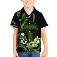Green Hafa Adai Guam Hawaiian Shirt Chamorro Latte Stone Hand With Plumeria LT14 - Polynesian Pride