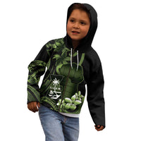 Green Hafa Adai Guam Kid Hoodie Chamorro Latte Stone Hand With Plumeria LT14 - Polynesian Pride