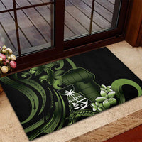 Green Hafa Adai Guam Rubber Doormat Chamorro Latte Stone Hand With Plumeria