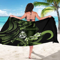 Green Hafa Adai Guam Sarong Chamorro Latte Stone Hand With Plumeria