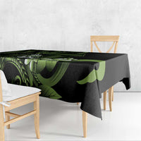 Green Hafa Adai Guam Tablecloth Chamorro Latte Stone Hand With Plumeria