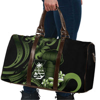 Green Hafa Adai Guam Travel Bag Chamorro Latte Stone Hand With Plumeria - Polynesian Pride