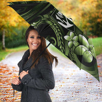 Green Hafa Adai Guam Umbrella Chamorro Latte Stone Hand With Plumeria - Polynesian Pride