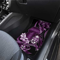 Purple Hafa Adai Guam Car Mats Chamorro Latte Stone Hand With Plumeria