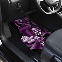 Purple Hafa Adai Guam Car Mats Chamorro Latte Stone Hand With Plumeria