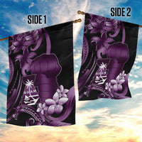 Purple Hafa Adai Guam Garden Flag Chamorro Latte Stone Hand With Plumeria