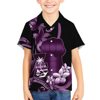 Purple Hafa Adai Guam Hawaiian Shirt Chamorro Latte Stone Hand With Plumeria LT14 - Polynesian Pride