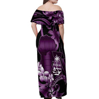 Purple Hafa Adai Guam Off Shoulder Maxi Dress Chamorro Latte Stone Hand With Plumeria