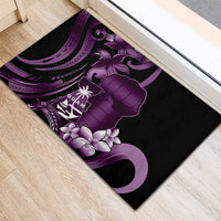 Purple Hafa Adai Guam Rubber Doormat Chamorro Latte Stone Hand With Plumeria