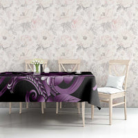 Purple Hafa Adai Guam Tablecloth Chamorro Latte Stone Hand With Plumeria