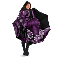 Purple Hafa Adai Guam Umbrella Chamorro Latte Stone Hand With Plumeria - Polynesian Pride