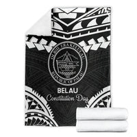 Palau Constitution Day Blanket Belau Seal With Polynesian Pattern - Black