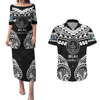 Palau Constitution Day Couples Matching Puletasi and Hawaiian Shirt Belau Seal With Polynesian Pattern - Black LT14 Black - Polynesian Pride