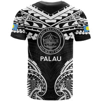 Palau Constitution Day T Shirt Belau Seal With Polynesian Pattern - Black