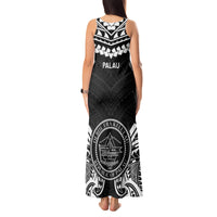 Palau Constitution Day Tank Maxi Dress Belau Seal With Polynesian Pattern - Black