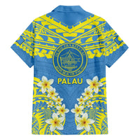 Palau Constitution Day Hawaiian Shirt Belau Seal With Frangipani Polynesian Pattern - Blue LT14 - Polynesian Pride