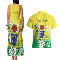 Cook Islands Independence Day Couples Matching Tank Maxi Dress and Hawaiian Shirt Kuki Airani Tiare Maori Polynesian Pattern - Green