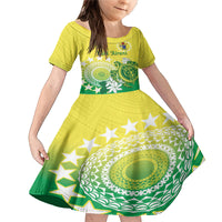 Cook Islands Independence Day Family Matching Mermaid Dress and Hawaiian Shirt Kuki Airani Tiare Maori Polynesian Pattern - Green
