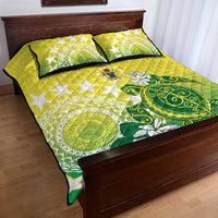 Cook Islands Independence Day Quilt Bed Set Kuki Airani Tiare Maori Polynesian Pattern - Green