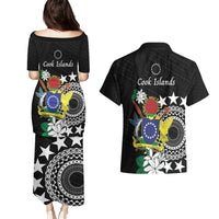 Cook Islands Independence Day Couples Matching Puletasi and Hawaiian Shirt Kuki Airani Tiare Maori Polynesian Pattern - Black LT14 - Polynesian Pride