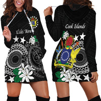 Cook Islands Independence Day Hoodie Dress Kuki Airani Tiare Maori Polynesian Pattern - Black