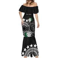 Cook Islands Independence Day Mermaid Dress Kuki Airani Tiare Maori Polynesian Pattern - Black LT14 - Polynesian Pride