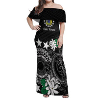 Cook Islands Independence Day Off Shoulder Maxi Dress Kuki Airani Tiare Maori Polynesian Pattern - Black