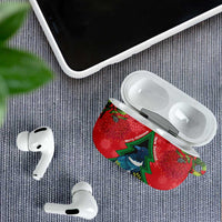 New Zealand Christmas In July AirPods Case Kowhai Tui Bird With Pohutukawa - Red - Polynesian Pride