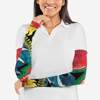 New Zealand Christmas In July Arm Sleeves Kowhai Tui Bird With Pohutukawa - Red - Polynesian Pride