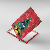 New Zealand Christmas In July Canvas Wall Art Kowhai Tui Bird With Pohutukawa - Red