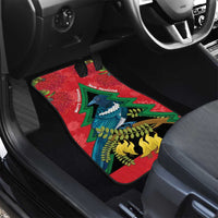 New Zealand Christmas In July Car Mats Kowhai Tui Bird With Pohutukawa - Red