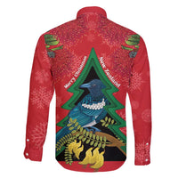 New Zealand Christmas In July Family Matching Mermaid Dress and Hawaiian Shirt Kowhai Tui Bird With Pohutukawa - Red