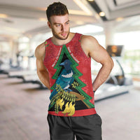 New Zealand Christmas In July Men Tank Top Kowhai Tui Bird With Pohutukawa - Red