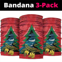 New Zealand Christmas In July Neck Gaiter Kowhai Tui Bird With Pohutukawa - Red - Polynesian Pride
