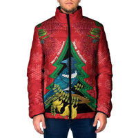 New Zealand Christmas In July Padded Jacket Kowhai Tui Bird With Pohutukawa - Red - Polynesian Pride
