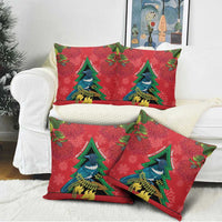 New Zealand Christmas In July Pillow Cover Kowhai Tui Bird With Pohutukawa - Red - Polynesian Pride