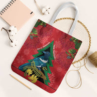 New Zealand Christmas In July Tote Bag Kowhai Tui Bird With Pohutukawa - Red - Polynesian Pride