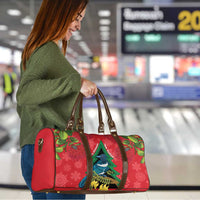 New Zealand Christmas In July Travel Bag Kowhai Tui Bird With Pohutukawa - Red - Polynesian Pride